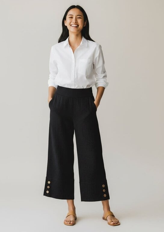 HABITAT HABITAT Rayon Jacquard Button Hem Pant
