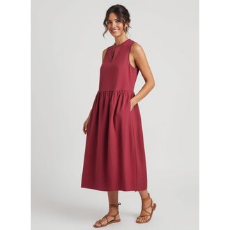 EILEEN FISHER Split Neck Dress Calf Length Dress