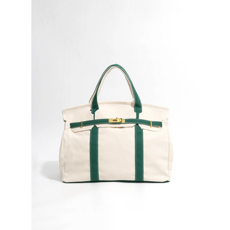 FAMILYWEAR Cotton Canvas Boatkin Bag- Tan/Green