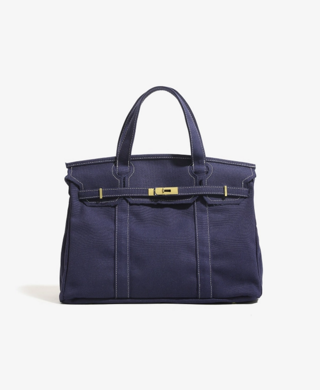 FAMILYWEAR FAMILYWEAR Cotton Canvas Boatkin Bag- Dark Blue
