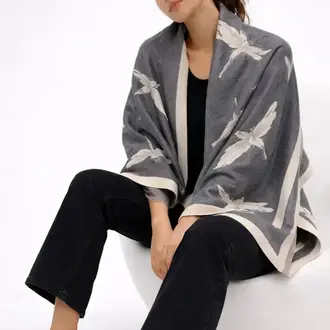 WINDING RIVER Dragonflies Reversible Wrap/Scarf