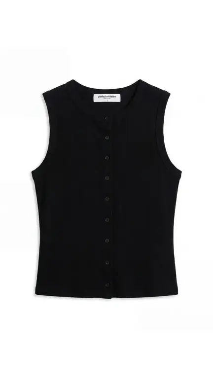 PERFECT WHITE TEE PERFECT WHITE TEE Andrea Lux Rub Button-Up Tank