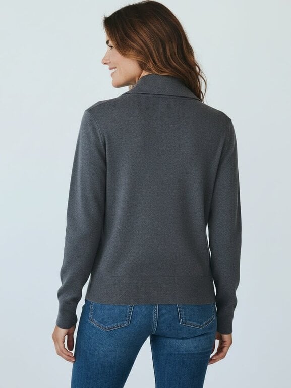 ELLIOTT LAUREN ELLIOTT LAUREN Zip Front Long Sleeve Sweater