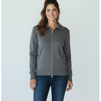 ELLIOTT LAUREN Zip Front Long Sleeve Sweater
