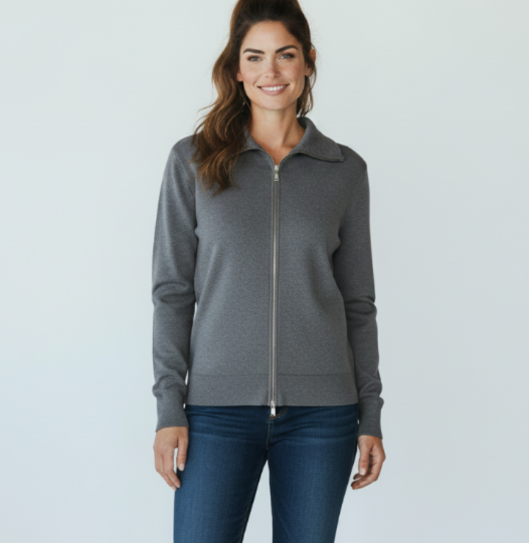 ELLIOTT LAUREN ELLIOTT LAUREN Zip Front Long Sleeve Sweater