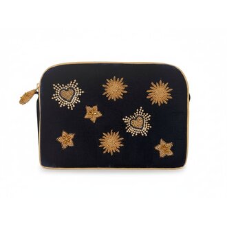 OLIVIA DAR ACCESSORIES Velvet Beaded Astro Sling Bag