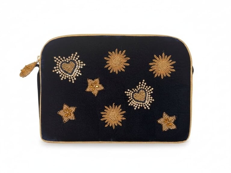 OLIVIA DAR ACCESSORIES OLIVIA DAR Velvet Beaded Astro Sling Bag