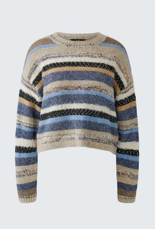 OUI OUI Multi Stripe Crewneck Sweater