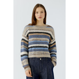 OUI Multi Stripe Crewneck Sweater