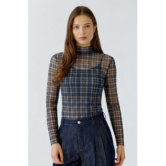 OUI Long Sleeve Print Turtleneck