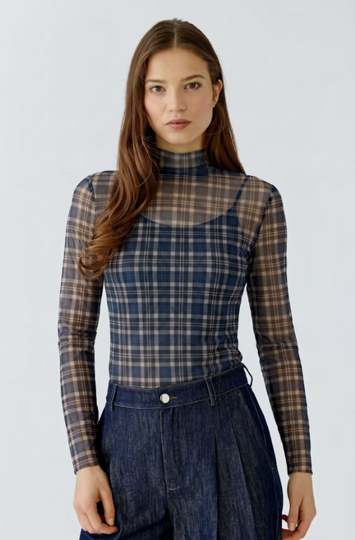 OUI OUI Long Sleeve Print Turtleneck