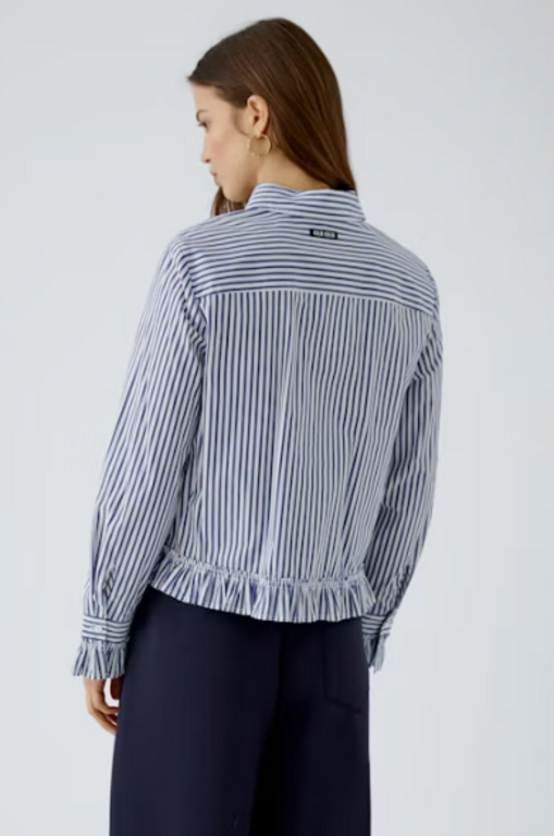 OUI OUI Stripe Ruffle Shirt