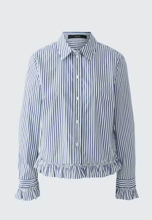 OUI OUI Stripe Ruffle Shirt