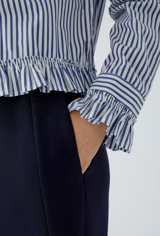 OUI OUI Stripe Ruffle Shirt