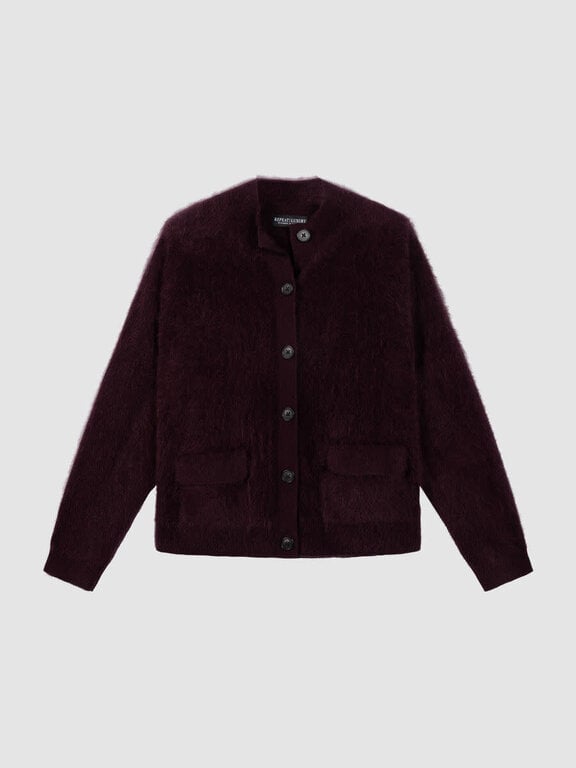 REPEAT REPEAT Brushed Pure Cashmere Stand-Collar Cardigan