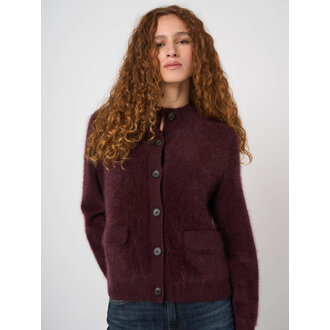 REPEAT Brushed Pure Cashmere Stand-Collar Cardigan