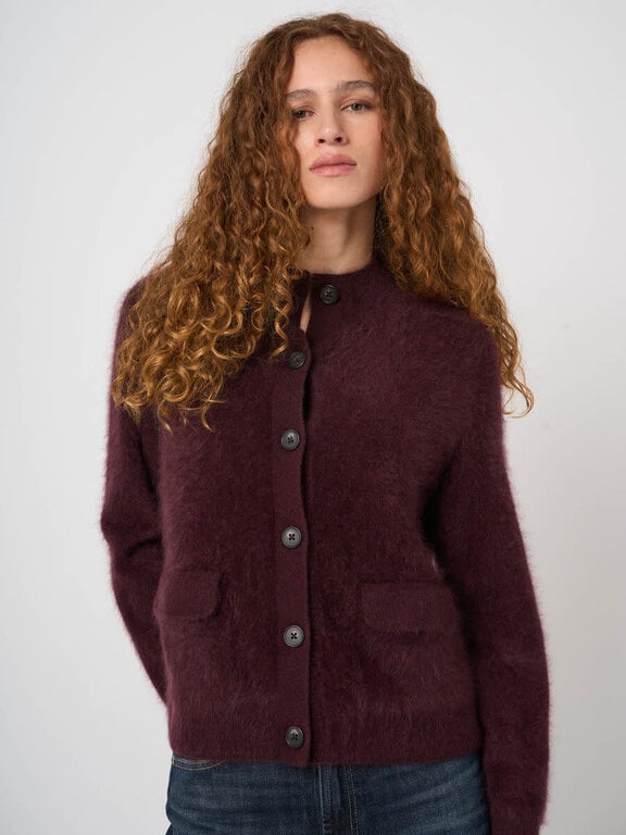 REPEAT REPEAT Brushed Pure Cashmere Stand-Collar Cardigan