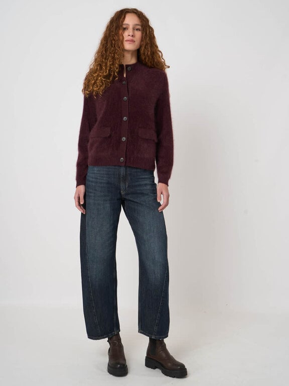 REPEAT REPEAT Brushed Pure Cashmere Stand-Collar Cardigan