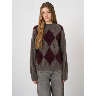 REPEAT Brushed Cashmere Argyle Intarsia Sweater