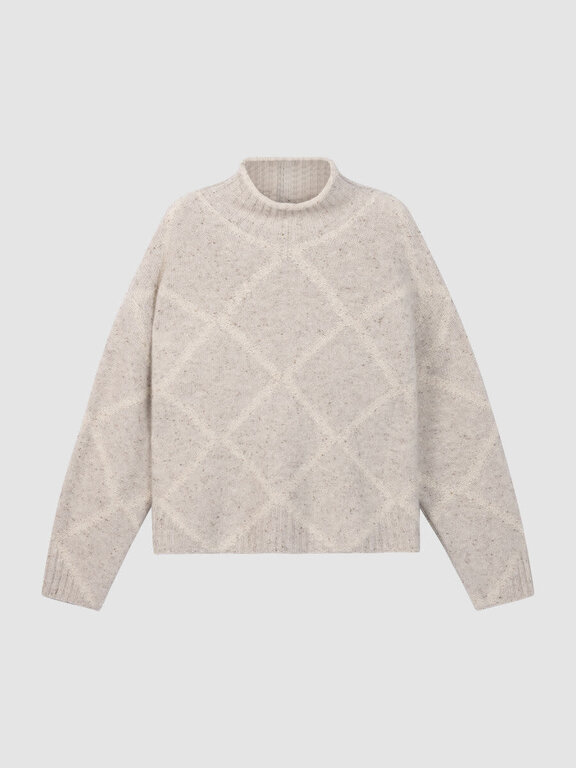REPEAT REPEAT Cashmere Tweed-Effect Stand-Collar Sweater