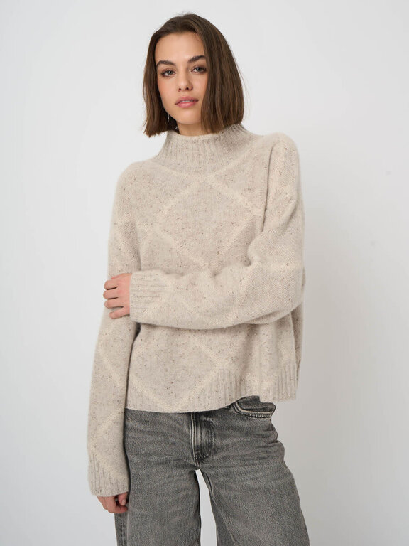 REPEAT REPEAT Cashmere Tweed-Effect Stand-Collar Sweater