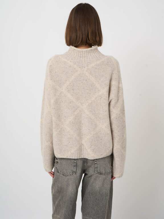 REPEAT REPEAT Cashmere Tweed-Effect Stand-Collar Sweater