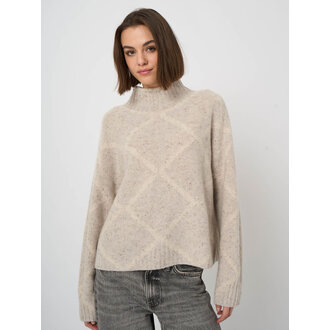 REPEAT Cashmere Tweed-Effect Stand-Collar Sweater