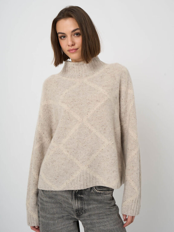 REPEAT REPEAT Cashmere Tweed-Effect Stand-Collar Sweater