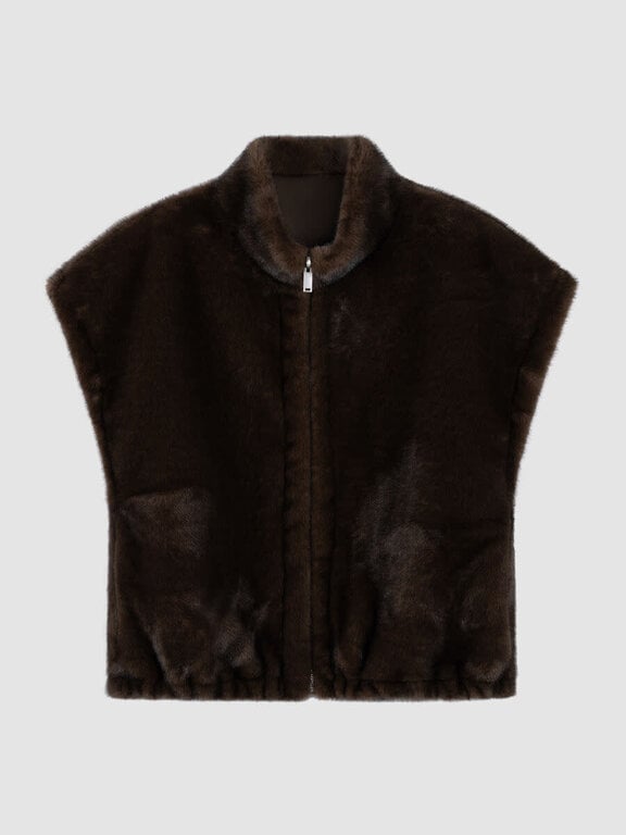 REPEAT REPEAT Reversible Faux-Mink Vest