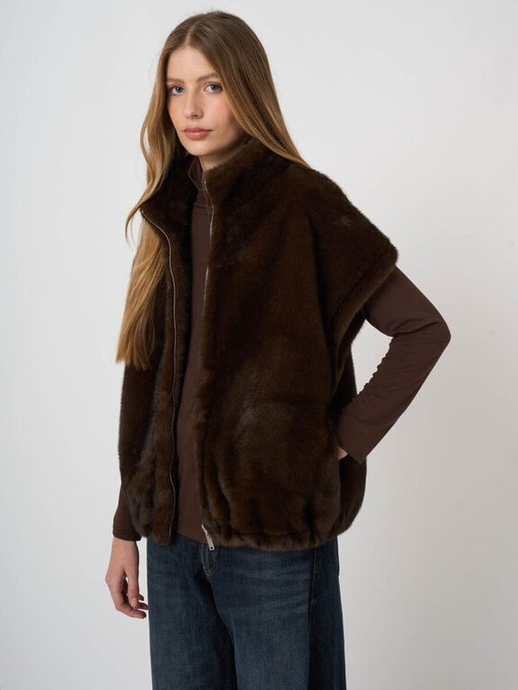 REPEAT REPEAT Reversible Faux-Mink Vest