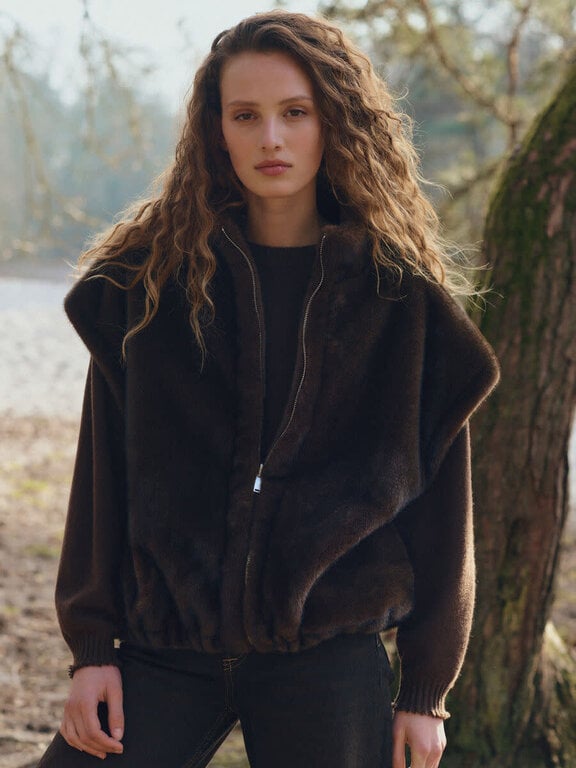 REPEAT REPEAT Reversible Faux-Mink Vest
