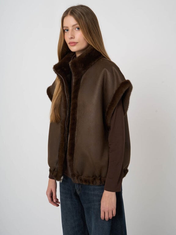 REPEAT REPEAT Reversible Faux-Mink Vest
