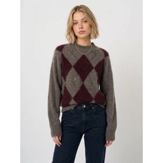 REPEAT Brushed Cashmere Argyle Intarsia Sweater