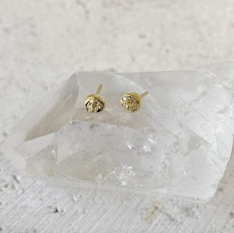 ROBINDIRA UNSWORTH ROBINDIRA UNSWORTH 14k Gold Vermeil Pyrite Stud Earrings
