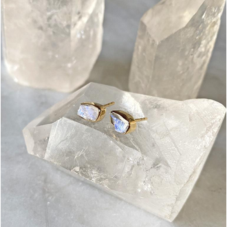 ROBINDIRA UNSWORTH 14k Gold Vermeil Moonstone Stud Earrings