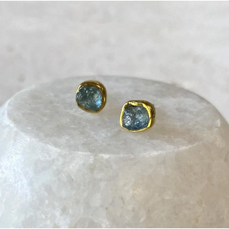 ROBINDIRA UNSWORTH 14k Gold Vermeil Aquamarine Stud Earrings