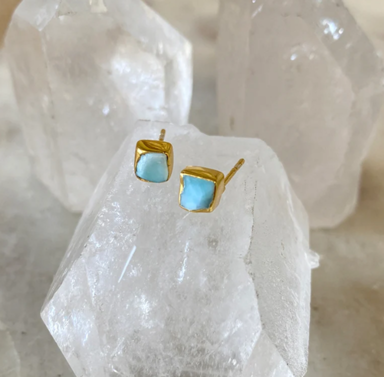 ROBINDIRA UNSWORTH ROBINDIRA UNSWORTH 14k Gold Vermeil Larimar Stud Earrings