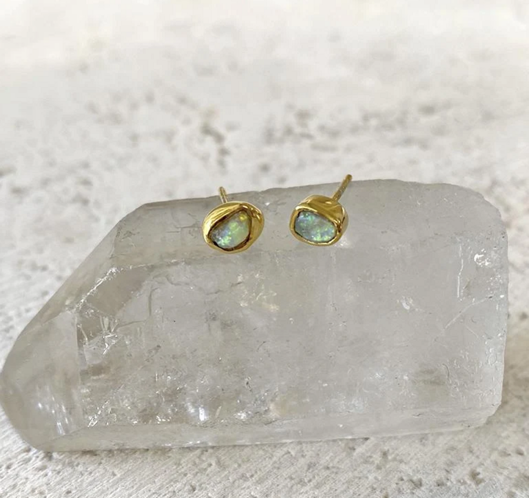 ROBINDIRA UNSWORTH ROBINDIRA UNSWORTH 14k Gold Vermeil Opal Stud Earrings