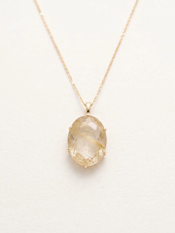 ROBINDIRA UNSWORTH ROBINDIRA UNSWORTH 14k Gold Vermeil & Oval Rutilated Quartz Necklace