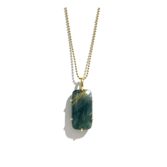 ROBINDIRA UNSWORTH 14k Gold Vermeil, Rutilated Quartz, Black Onyx Doublet Necklace