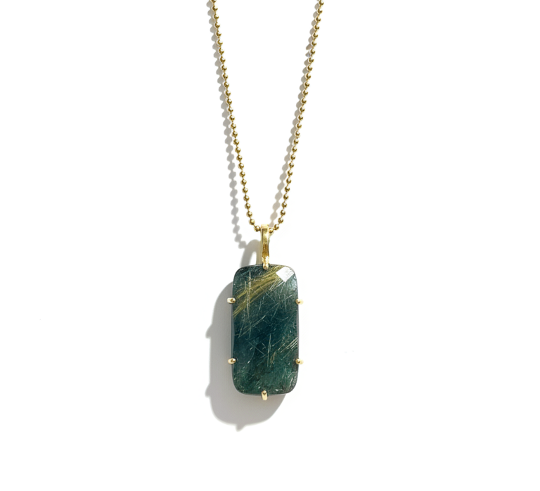 ROBINDIRA UNSWORTH ROBINDIRA UNSWORTH 14k Gold Vermeil, Rutilated Quartz, Black Onyx Doublet Necklace