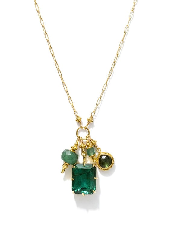 ROBINDIRA UNSWORTH ROBINDIRA UNSWORTH 14K Gold Vermeil, Labradorite, Kyanite, Black Rutilated Quartz Necklace
