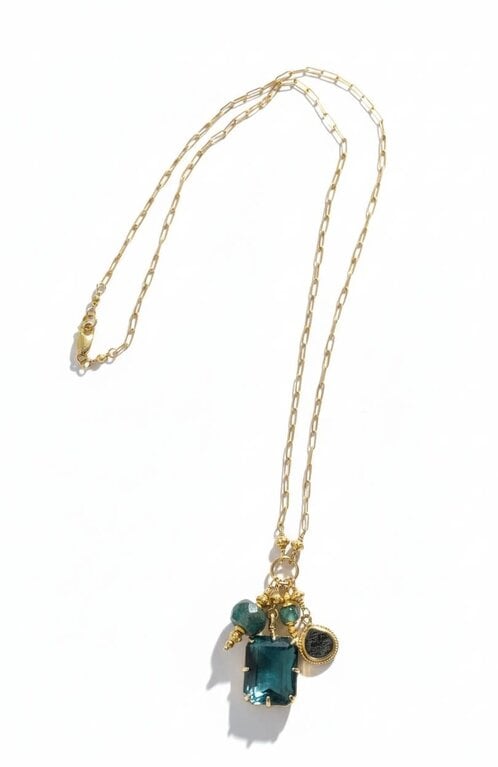 ROBINDIRA UNSWORTH ROBINDIRA UNSWORTH 14K Gold Vermeil, Labradorite, Kyanite, Black Rutilated Quartz Necklace