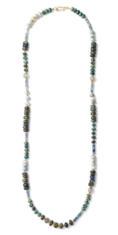 ROBINDIRA UNSWORTH ROBINDIRA UNSWORTH 14k Gold Vermeil, African Turquoise, Kyanite, Silverite, Labradorite, Aquamarine Necklace