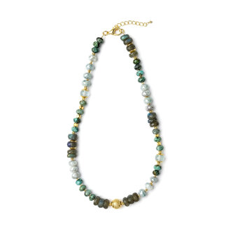 ROBINDIRA UNSWORTH 14k Gold Vermeil, African Turquoise, Silverite, Aquamarine, Labradorite