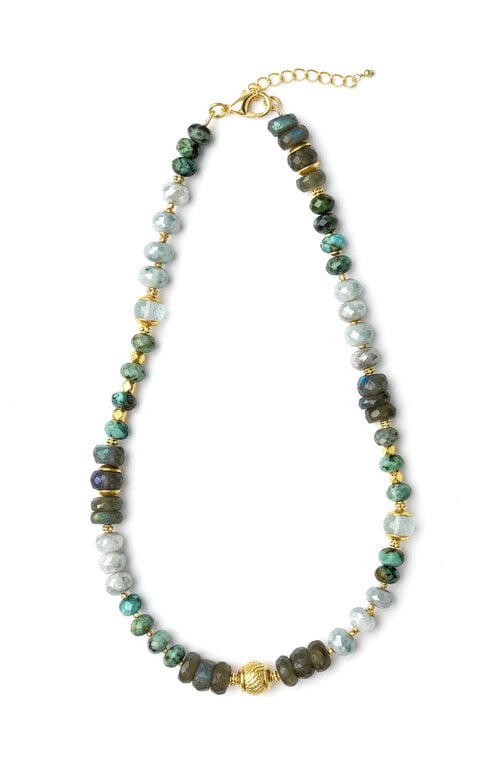 ROBINDIRA UNSWORTH ROBINDIRA UNSWORTH 14k Gold Vermeil, African Turquoise, Silverite, Aquamarine, Labradorite