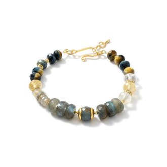 ROBINDIRA UNSWORTH 14k Gold Vermeil, Blue Tiger's Eye, Rutilated Quartz, Labradorite Bracelet