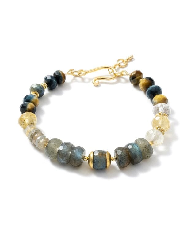 ROBINDIRA UNSWORTH ROBINDIRA  UNSWORTH 14k Gold Vermeil, Blue Tiger's Eye, Rutilated Quartz, Labradorite Bracelet