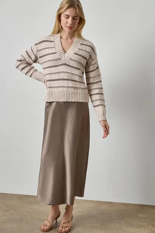 LILLA P LILLA P Multi Stripe V-Neck Sweater