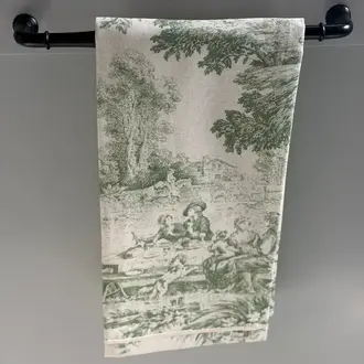 ARTE ITALICA Montefalco Toile Italian Cotton Towel, Cream & Green